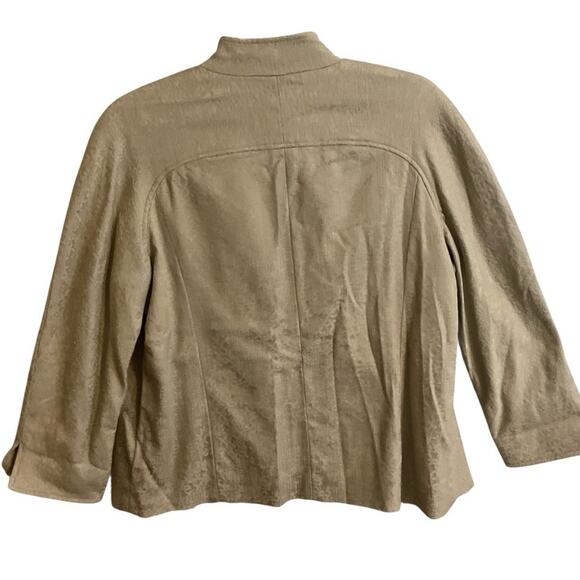 Coldwater Creek Jacket Women’s SZ 12 Tan Demask Abstract Print Open Lined Cotton - Picture 8 of 10